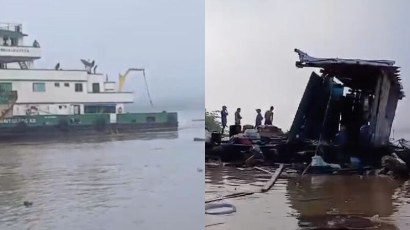 Balsa destrói flutuante e deixa mãe e filhos desaparecidos no Amazonas; veja vídeo